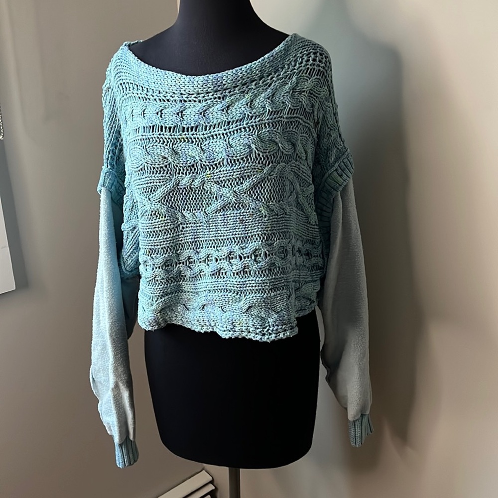 Free People Chunky Knit Cropped Sweater Sz S